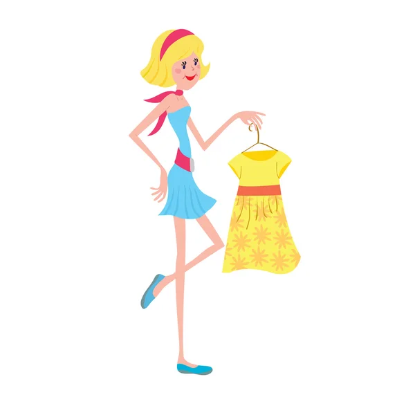 Chica con vestido de moda — Vector de stock