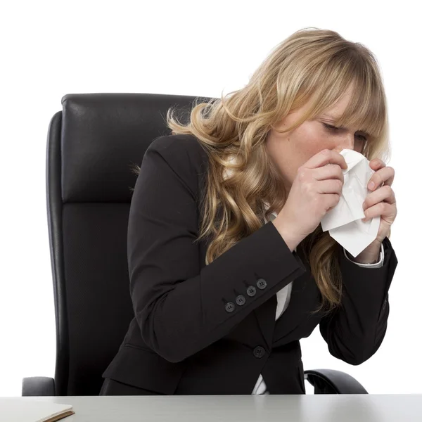 Young businesswoman with hayfever — Stock Photo, Image