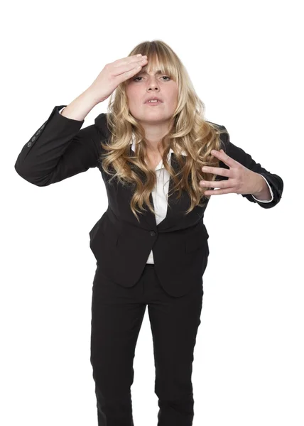 Sales Woman in Black having Headache — Stock Photo, Image