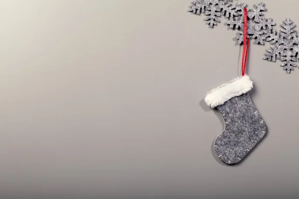 Christmas sock hanging on clean background — Stock Photo, Image