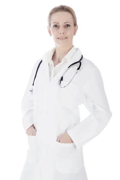 Woman Doctor in Medical Suit with Stethoscope — Stock Photo, Image