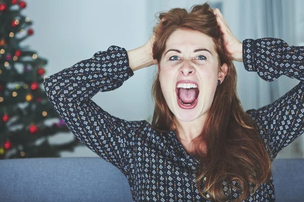 Young girl is frustrated about christmas — Stock Photo, Image