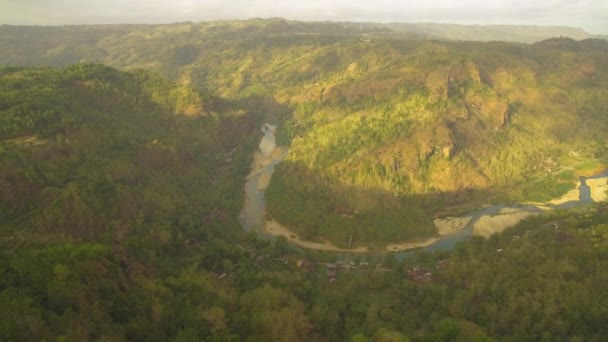 Gunung Kidul Yeşil Dağı Oyo Nehri Vadisi Hava Aracı Görüntülerinin — Stok video