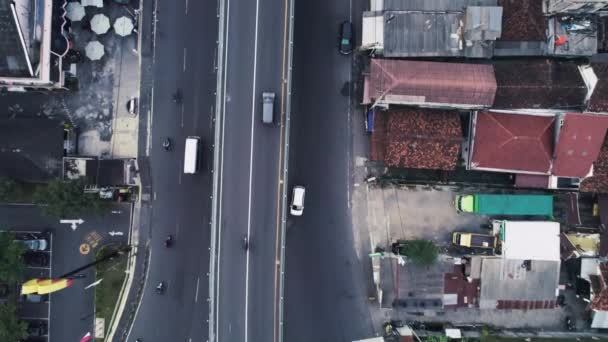 Vista Cima Para Baixo Estrada Cidade Yogyakarta Com Macdonalds Restaurante — Vídeo de Stock