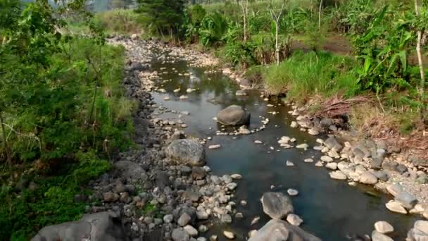 Nehir Manzaralı Hava Görüntüleri Dolly Kaya Birikintisi Ile Görüntülenmiş — Stok video