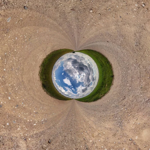 Αντιστροφή Του Μπλε Μικρού Πλανήτη Μεταμόρφωση Σφαιρικού Πανοράματος 360 Μοιρών — Φωτογραφία Αρχείου
