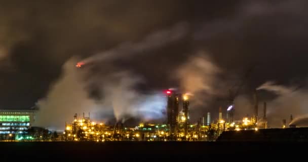 Moving Time Lapse Night Industrial Landscape Environmental Pollution Waste Thermal — Stock Video