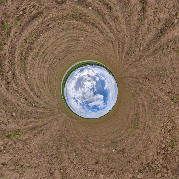 Pequeno Planeta Azul Inversão Pequena Transformação Planetária Panorama Esférico 360 — Fotografia de Stock