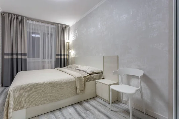 Minsk Belarus Szeptember 2020 Modern Luxus Hálószoba Belseje Stúdió Apartmanokban — Stock Fotó