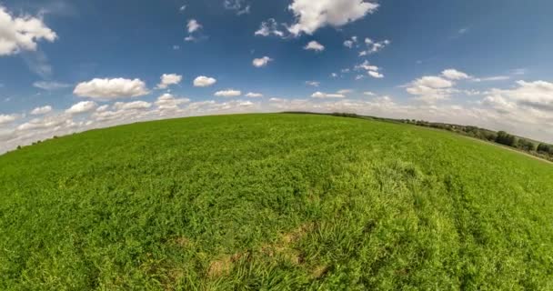 Slow Transformation Landscape Green Tiny Planet Blue Sky Beautiful White — Stock Video