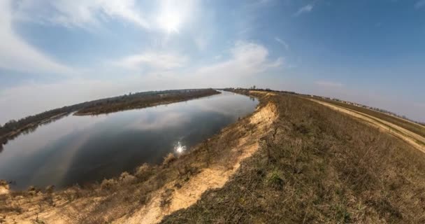 Lenta Transformação Paisagem Minúsculo Planeta Céu Azul Com Belas Nuvens — Vídeo de Stock