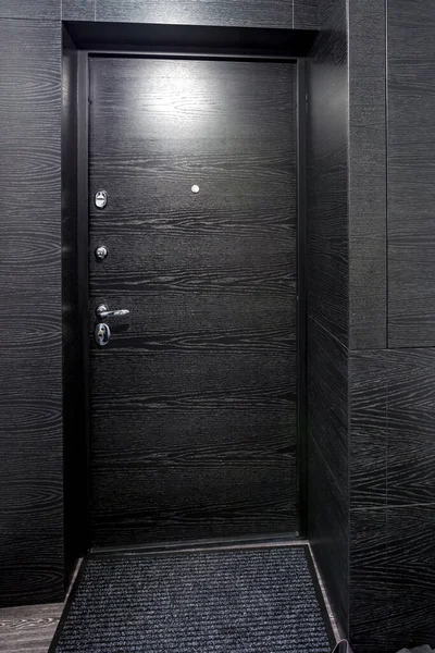 Porta Madeira Preta Cor Estilo Escuro Para Interior Moderno Apartamentos — Fotografia de Stock