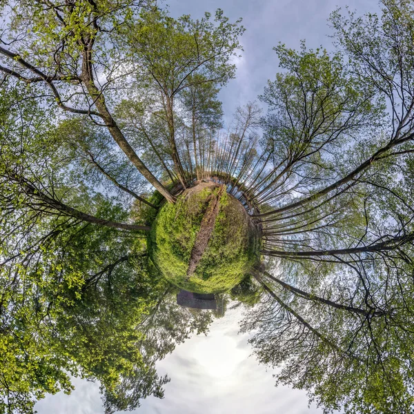 Крошечная Планета Преобразования Сферической Панорамы 360 Градусов Сферический Абстрактный Вид — стоковое фото
