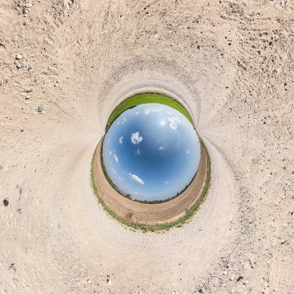 Αντιστροφή Του Μπλε Μικρού Πλανήτη Μεταμόρφωση Σφαιρικού Πανοράματος 360 Μοιρών — Φωτογραφία Αρχείου