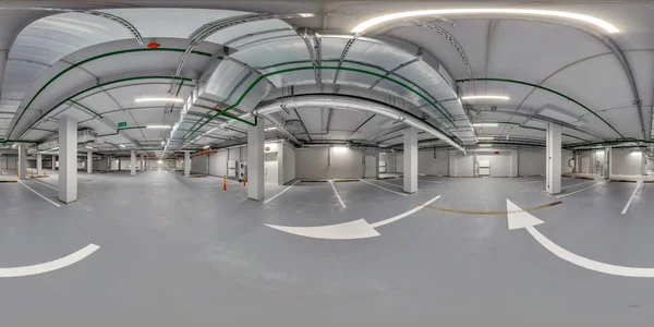 Πλήρες Σφαιρικό Hdri Panorama 360 Μοίρες Άδειο Υπόγειο Γκαράζ Στάθμευσης — Φωτογραφία Αρχείου