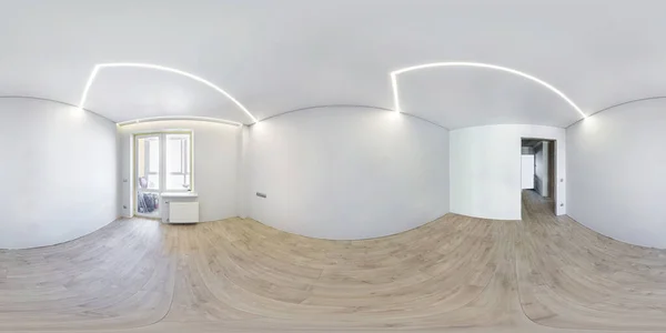 Empty white room with repair without furniture. full seamless spherical hdri panorama 360 degrees in interior of white room for office, flat  or store in equirectangular projection