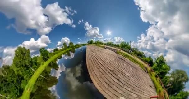 Piccolo Pianeta Trasformazione Con Curvatura Dello Spazio Torsione Astratta Rotazione — Video Stock