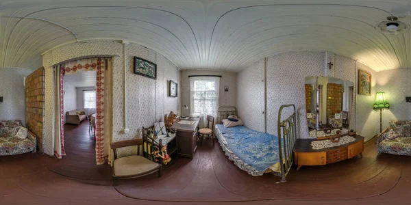 Smorgon Belarus Julho 2021 Interior Cabana Vintage Madeira Com Móveis — Fotografia de Stock