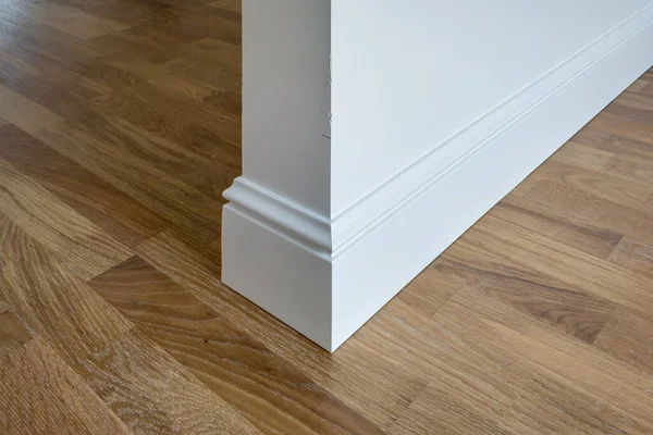 Detail Corner Flooring Intricate Crown Molding Plinth — Stock Photo, Image