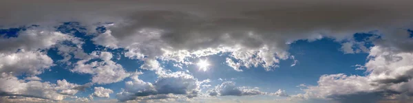 Blauer Himmel Hdri 360 Panorama Mit Weißen Schönen Wolken Nahtloses — Stockfoto