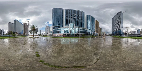 Batumi Georgia 2021年9月 等长方形投影雨后 摩天大楼和写字楼之间的全无缝球面全景360度 Ar含量 — 图库照片
