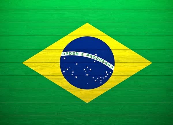 Brazilië-vlag op een houten structuur — Stockfoto