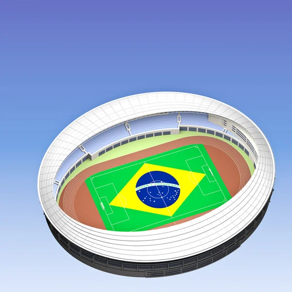 Voetbalstadion met de vlag van Brazilië — Stockfoto