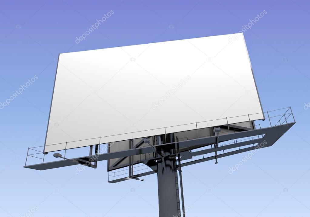 White billboard on sky background