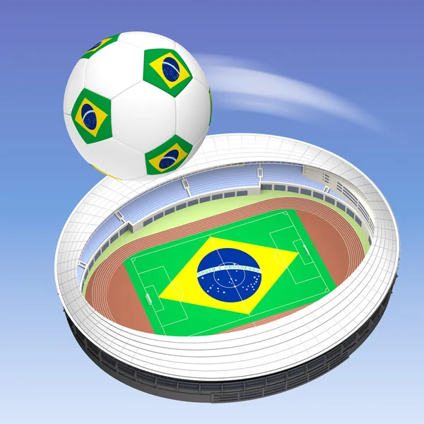 Tribun s příznakem Brazílie a míč — Stock fotografie