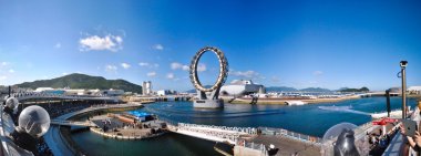 EXPO 2012 Yeosu, South Korea. International exhibition near the sea coast clipart