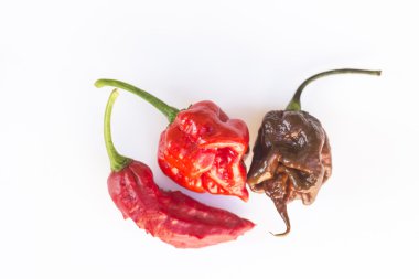the three hotest chili on earth, bhut jolokia, ghost chili, caro