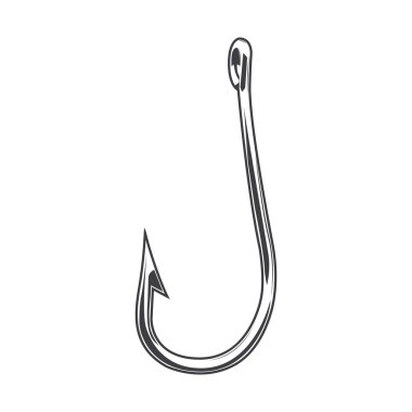 Fishing hook isolated on a white background. Line art. Modern design. Vector illustration. clipart