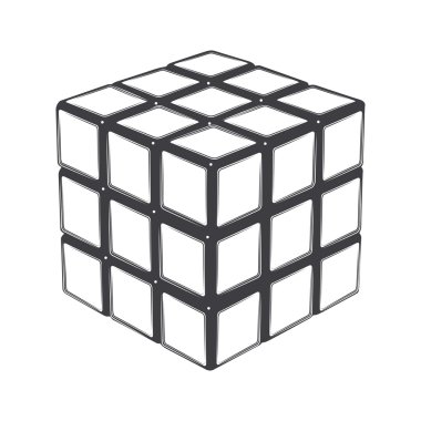 Beyaz bir arka plan üzerinde izole rubik küpü. Hat sanatı. modern bir tasarım. vektör çizim.