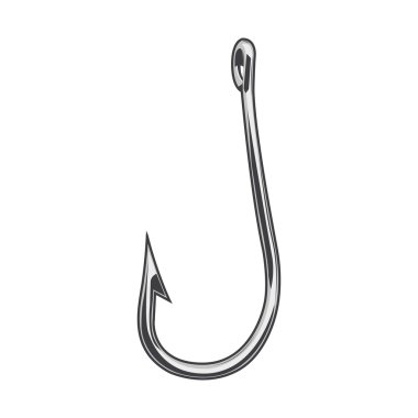 Fishing hook isolated on a white background. Color line art. Modern design. Vector illustration.