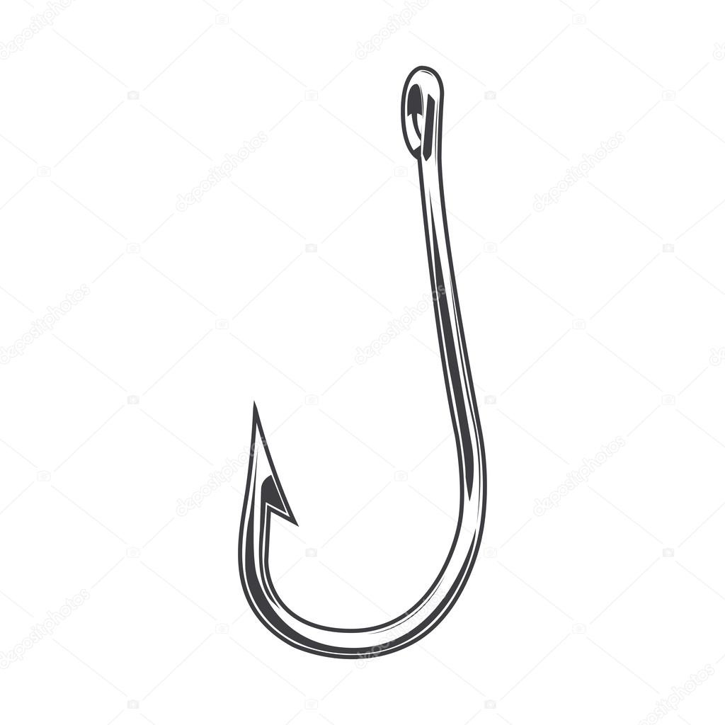 Download Fishing hook isolated on a white background. Line art ...