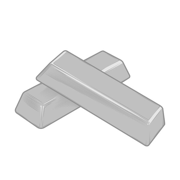 Silver bars isolated on a white background. Color line art. Retro design. Vector illustration.