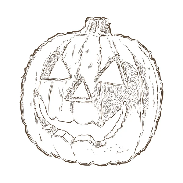 Scary Jack O Lantern halloween pumpkin isolated on a white background. Line art. Retro design. Vector illustration. — Stock Vector