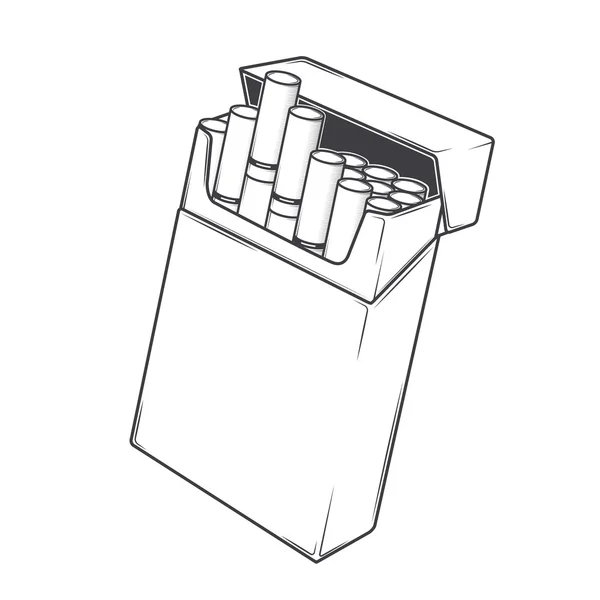 yakın çekim sigara beyaz bir arka plan üzerinde izole bir paket içinde. tek renkli Hat sanatı. retro tasarımı. vektör çizim.