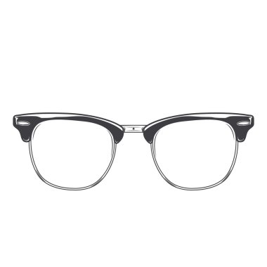 Beyaz bir arka plan üzerinde izole klasik güneş gözlüğü clubmaster. tek renkli Hat sanatı. retro tasarımı. vektör çizim.