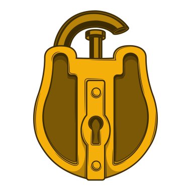 Beyaz bir arka plan üzerinde izole antika altın kilit. Renkli sanat. Retro tasarımı. Vektör çizim.