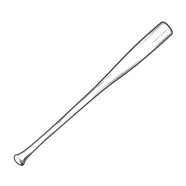 Beyaz bir arka plan üzerinde izole beyzbol sopası. Spor malzemeleri. Tek renkli Hat sanatı. Retro tasarımı. Vektör çizim.