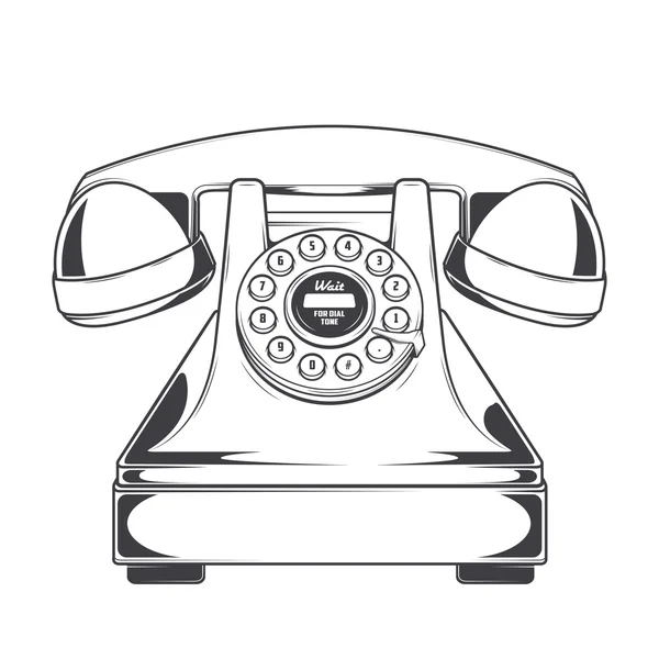 Vintage telefon düğmeleri arama beyaz bir arka plan üzerinde izole yüzüklü. Tek renkli Hat sanatı. Retro tasarımı. Vektör çizim.