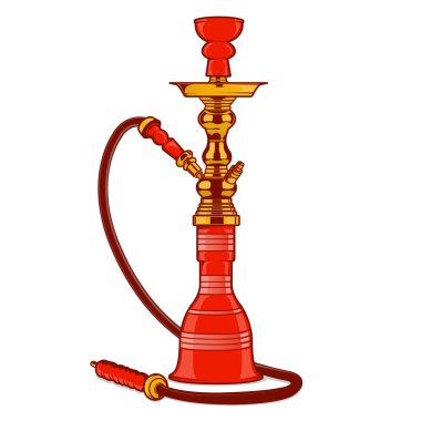 Shisha beyaz arka plan üzerinde izole boru ile. Renkli Hat sanatı. Retro tasarımı. Vektör çizim.