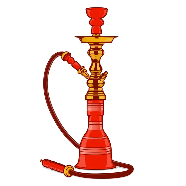 Shisha z rur na białym tle. Linia kolorowe sztuki. Projekt retro. Ilustracja wektorowa. — Wektor stockowy