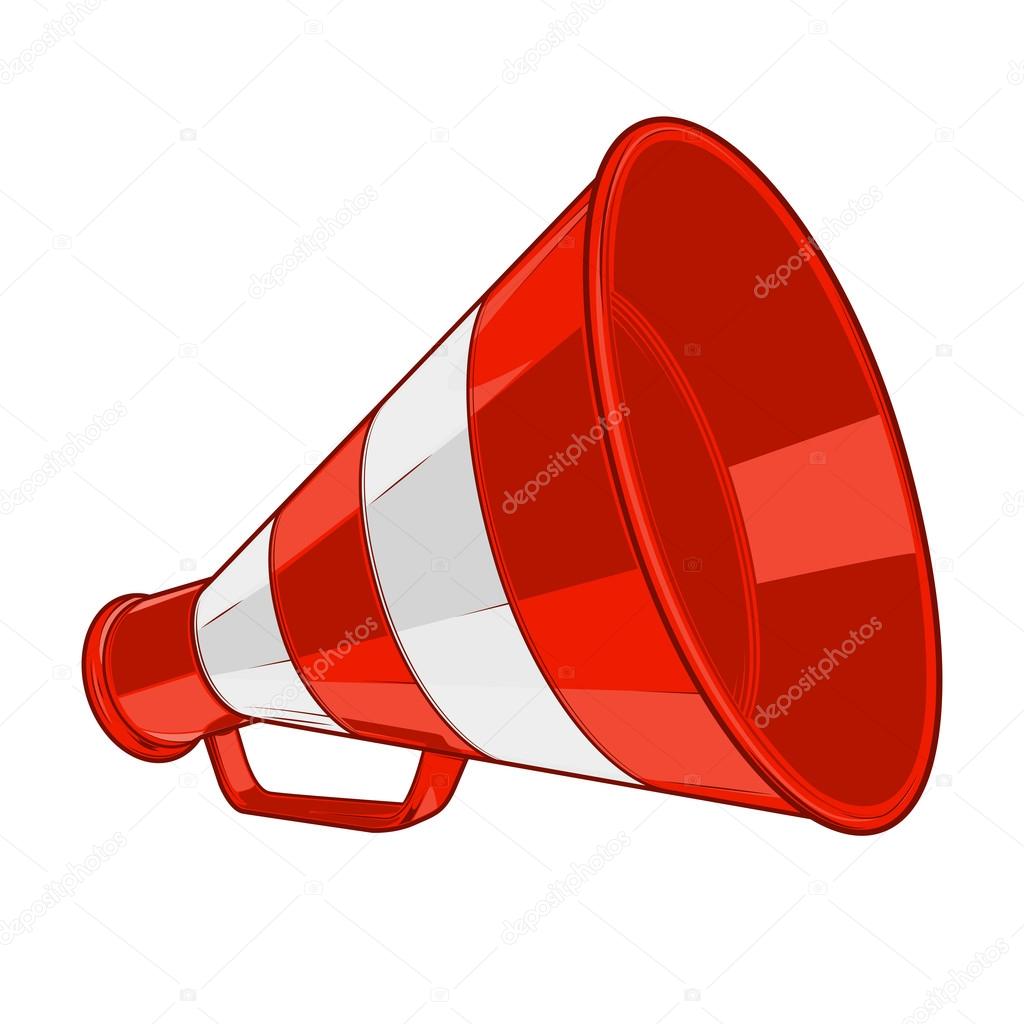 Megafono rosso dell annata isolato su sfondo bianco Arte linea Megafono rosso dell annata isolato su sfondo bianco Arte linea colorata Design retr²
