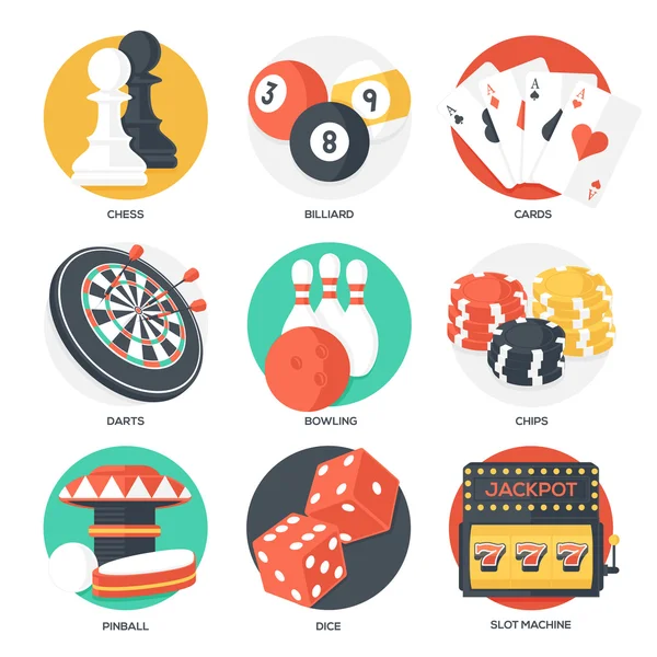 Casino Sport and Leisure Games Icons — Wektor stockowy