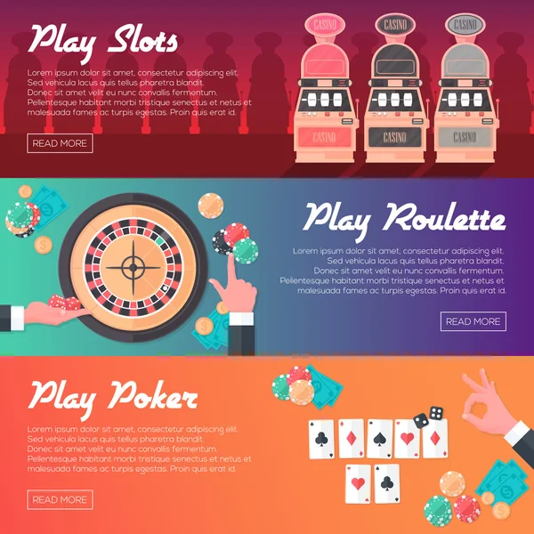 Casino Horizontal Banner Set — Stock Vector