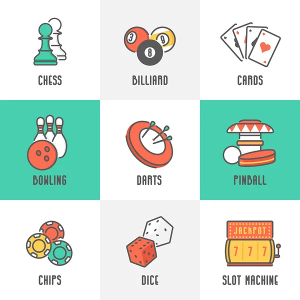 Casino Sport and Leisure Games Icons — Stok Vektör