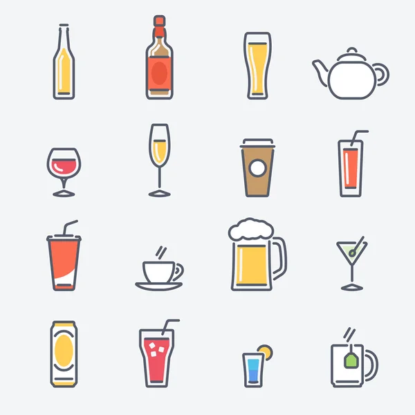Набор икон для напитков Стоковая Иллюстрация