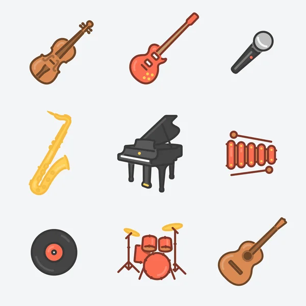 Muziekinstrumenten pictogrammenset — Stockvector